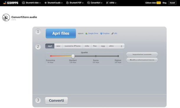 Convertitore audio di 123apps