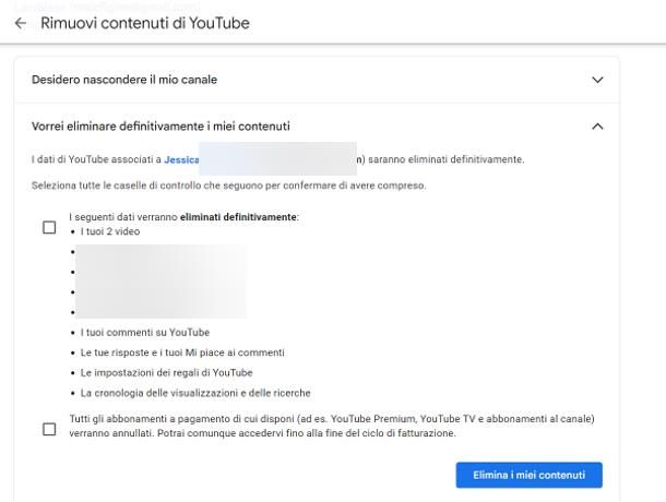 Come cancellare canale YouTube dal computer