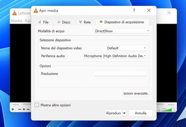 VLC registrazione audio