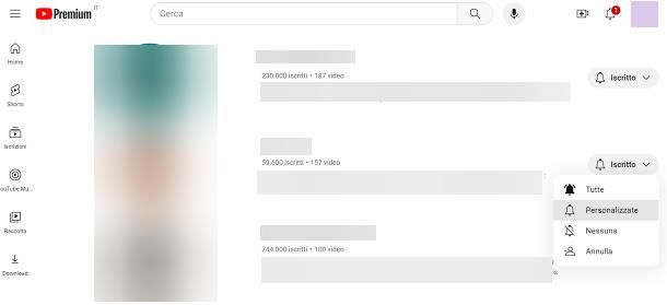 Come cancellare iscrizione canale YouTube