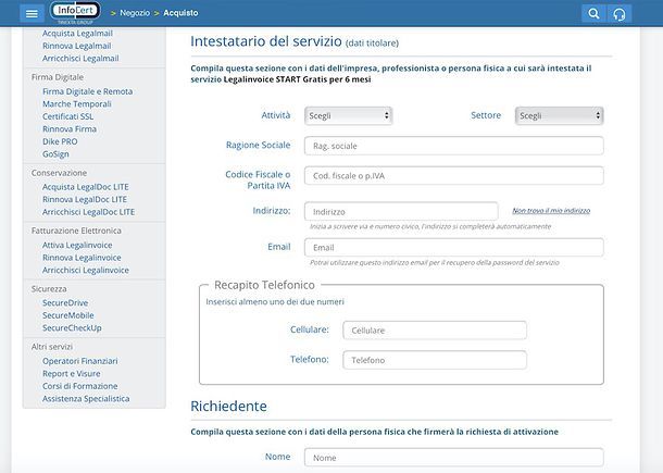 Attivazione Legalinvoice START gratis 6 mesi