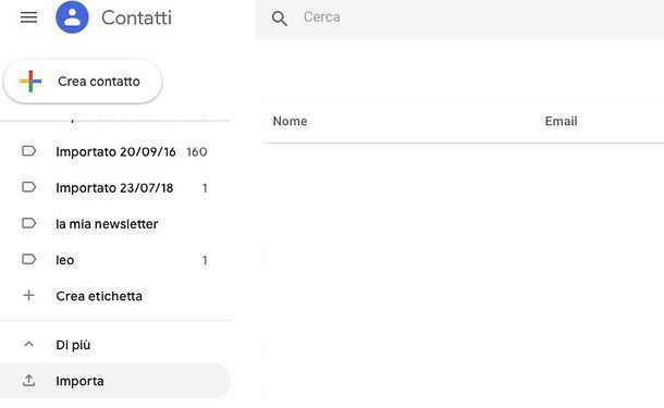 Come importare VCF su Gmail