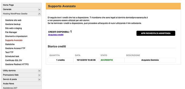 Supporto avanzato Hosting WordPress di Aruba