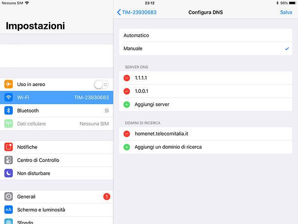 Come cambiare DNS su iPad