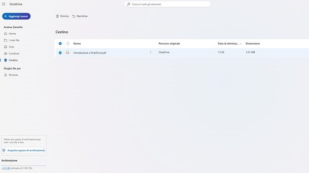 Servizi cloud storage Microsoft OneDrive
