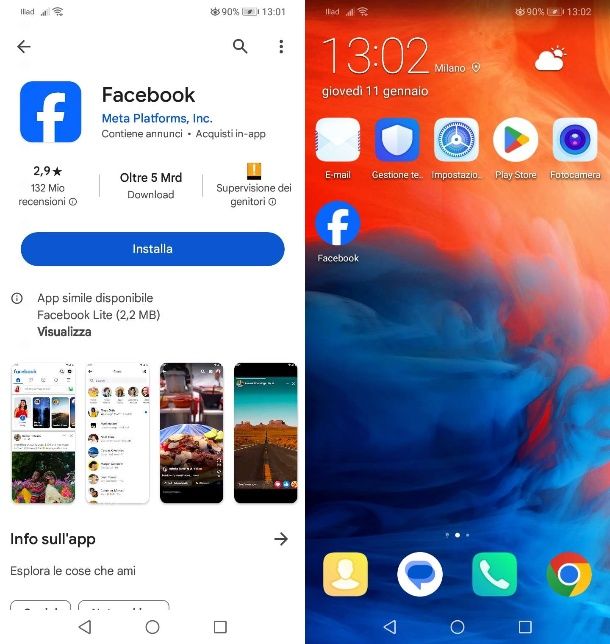 Come installare Facebook gratis su Android