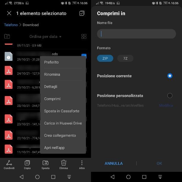 inviare una cartella via mail da Android