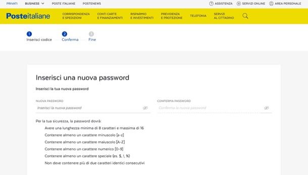 Recupera password Postepay