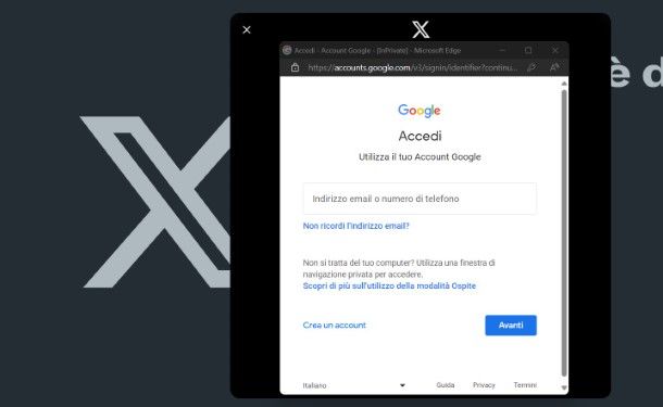 Come accedere a X (Twitter) con Google