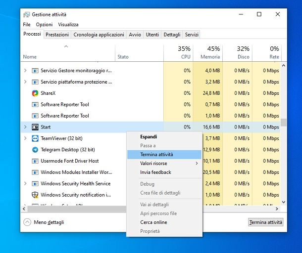 Come ripristinare menu Start Windows 10 in caso di blocco
