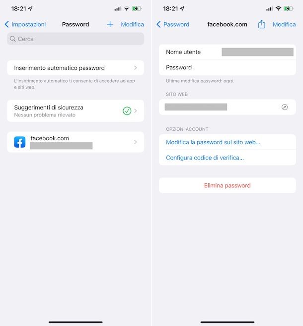 Password salvate iPhone