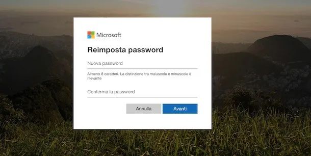 Recupero password Outlook/Account Microsoft