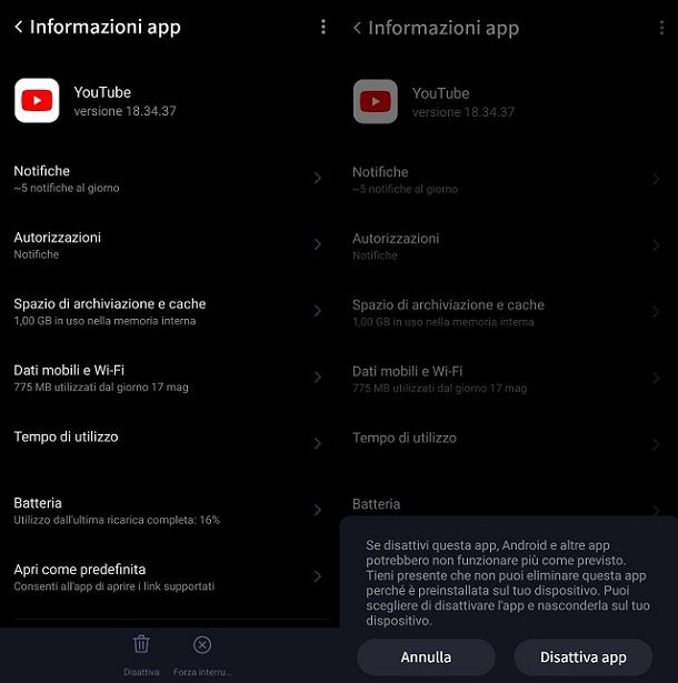 Come disinstallare YouTube da Android