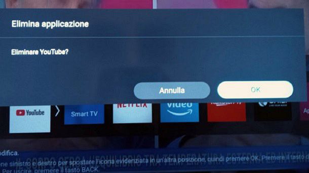 Come disinstallare YouTube dalla TV