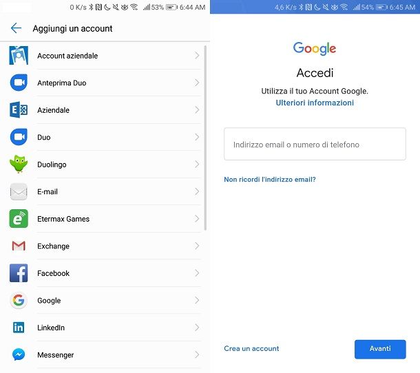 Accesso a Google mobile