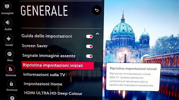 Come resettare TV LG alle impostazioni di fabbrica