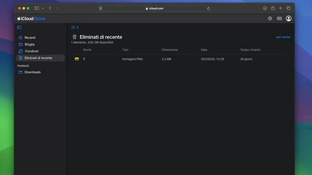 Servizi di cloud storage iCloud macOS