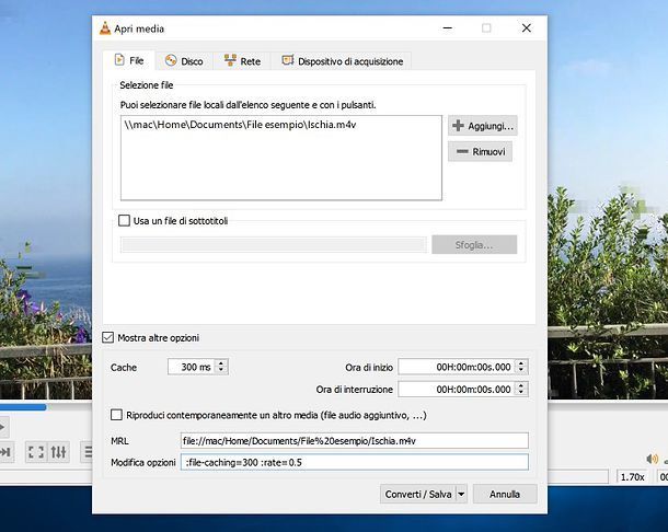 Come rallentare un video con VLC