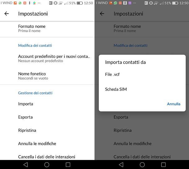 Come importare VCF su Gmail per Android