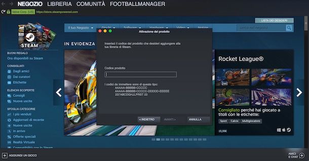 Aggiungere un gioco su Steam
