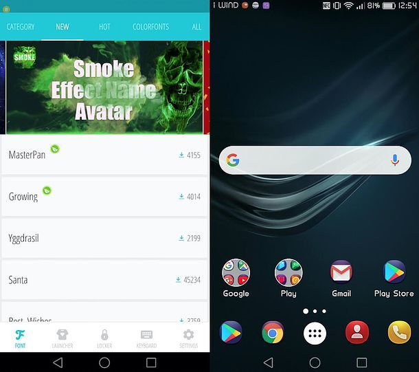 Come cambiare font Android