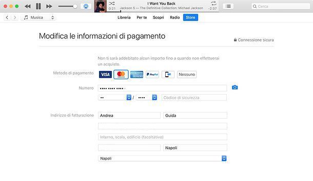 Come cambiare metodo di pagamento da iTunes