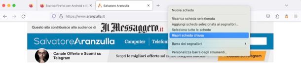 Riaprire schede chiuse su Firefox
