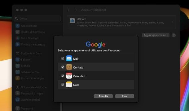 Come sincronizzare contatti Gmail su macOS