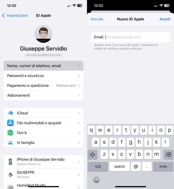 Cambiare ID Apple su iPhone