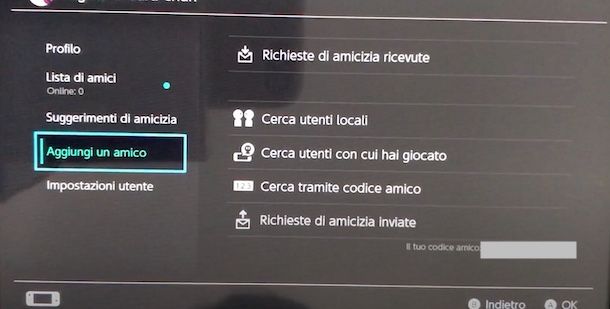 Aggiungere amici Nintendo Switch