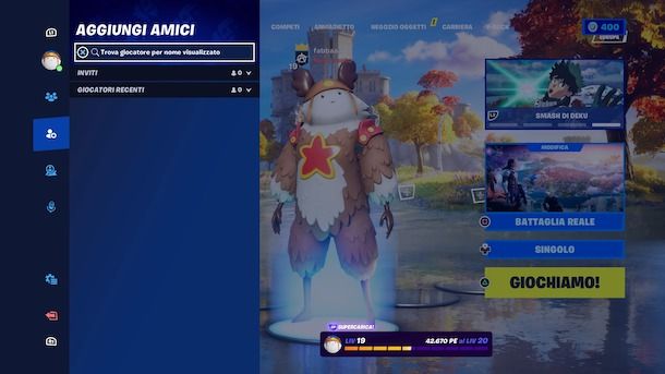 Aggiungere amici tramite Fortnite PS4