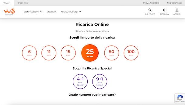 Ricarica WINDTRE online