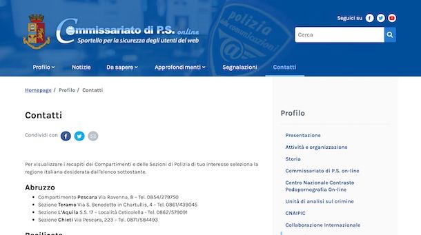 Polizia Postale: contatti