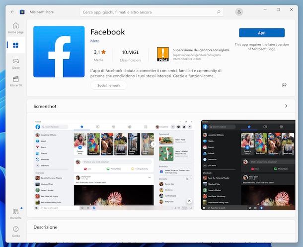 Facebook Windows 11