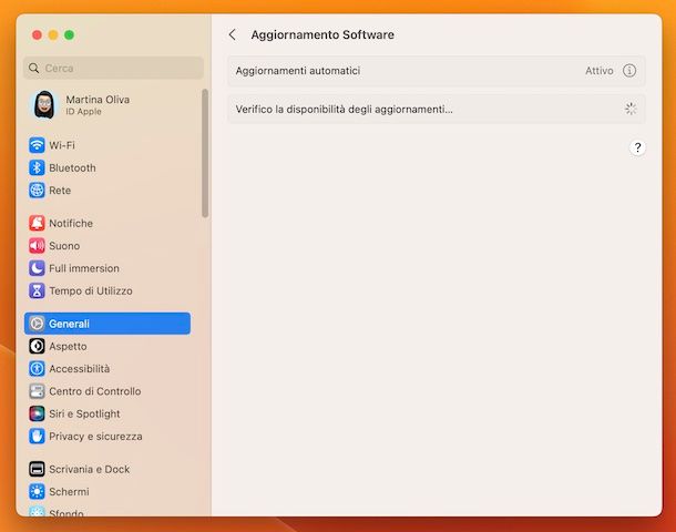 Aggiornamento software macOS