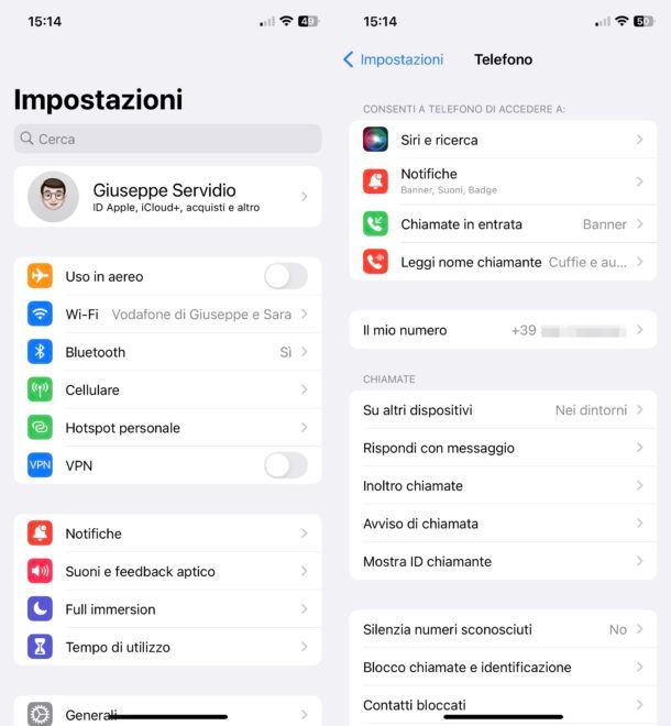 Impostazioni di iOS