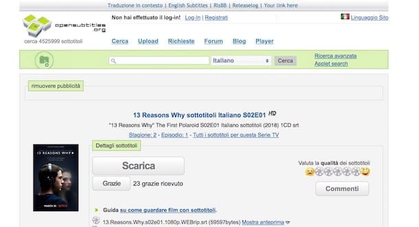 Come scaricare sottotitoli con OpenSubtitles