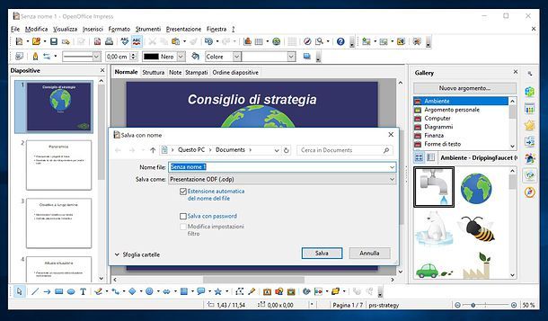 Salvataggio presentazione OpenOffice