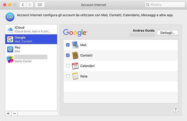 Account Gmail su Mac