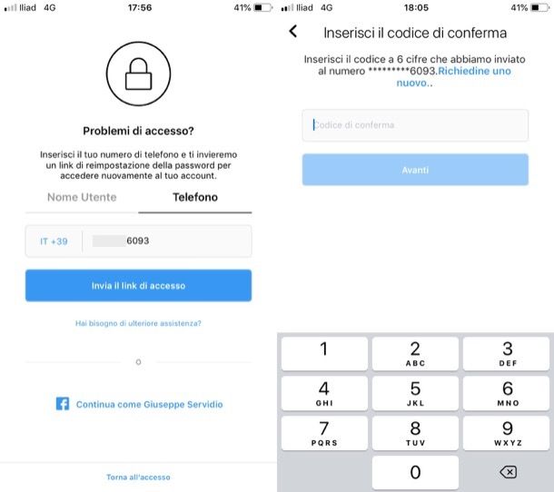 Come cambiare password Instagram dimenticata