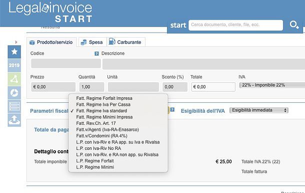 Emissione fattura Legalinvoice