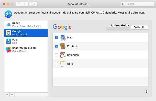 Come sincronizzare contatti Gmail su macOS