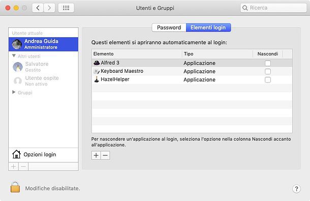 Elementi login