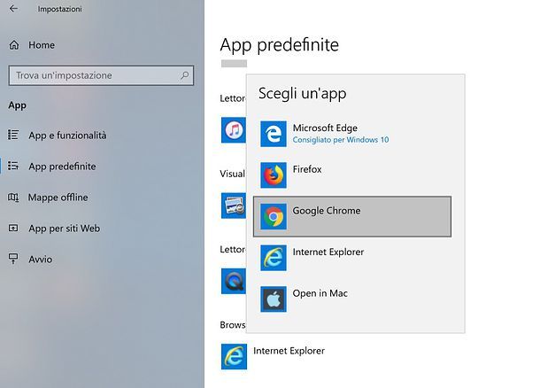 Programmi predefiniti Windows 10