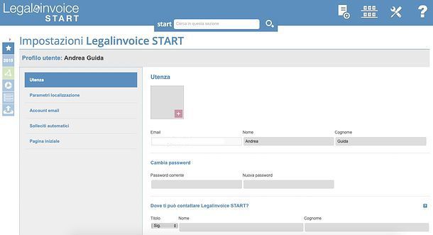 Profilo utente Legalinvoice