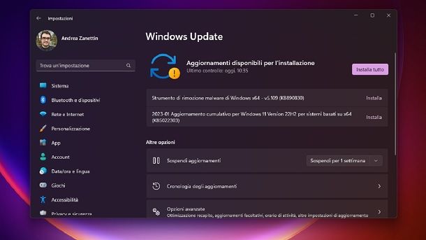 Windows Update Windows 11 Aggiornamenti