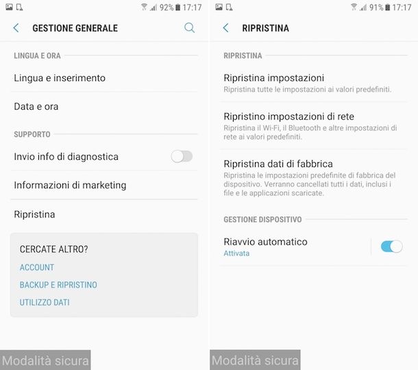 Come togliere modalità sicura Samsung