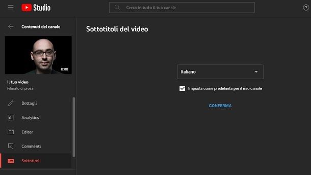 Come mettere i sottotitoli a un video di YouTube Studio