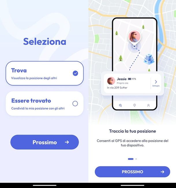 Configurare l'app Trova Amici Android