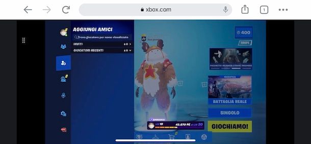 Aggiungere amici su Fornite tramite iOS (Xbox Cloud Game)